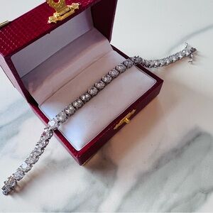 Sparkling .925 Sterling Silver Prong-Set Tennis Bracelet - this is a stunner!